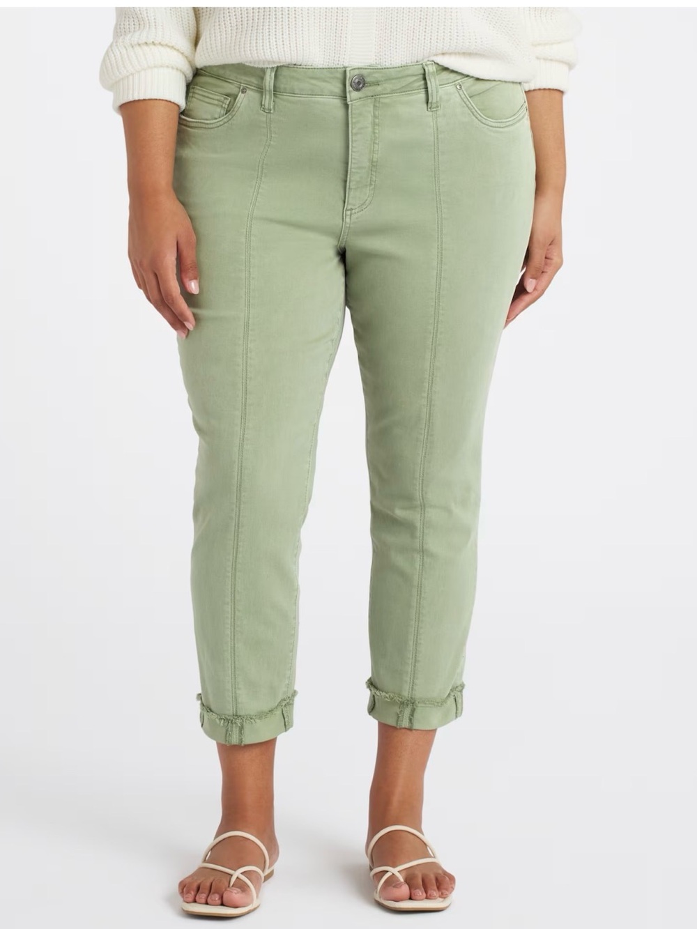 KUT From The Kloth Amy Eco Crop Straight Leg Capri Jeans Sage Green Size‎ 12 NWT
